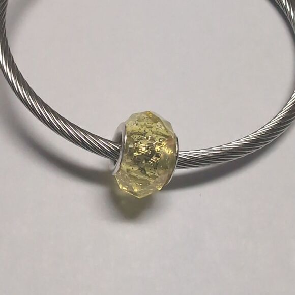Yellow‎ Glittery Charm for Pandora Style Bracelet - Picture 2 of 4